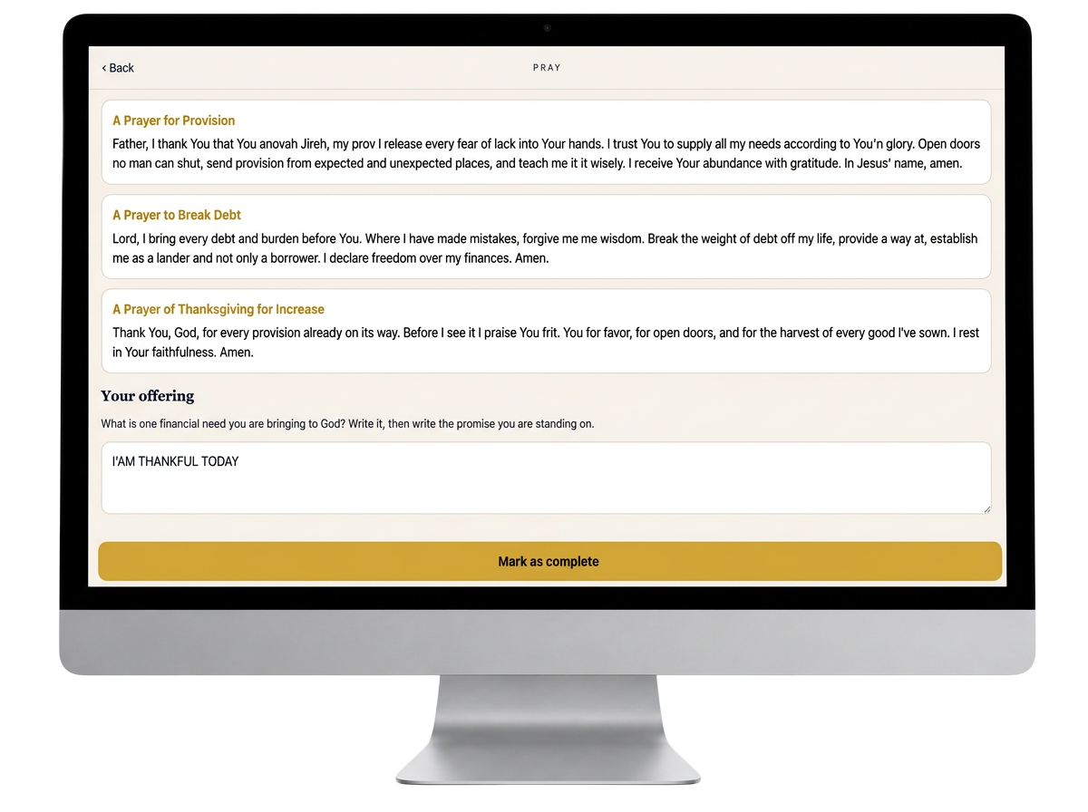 Bible study app on desktop computer